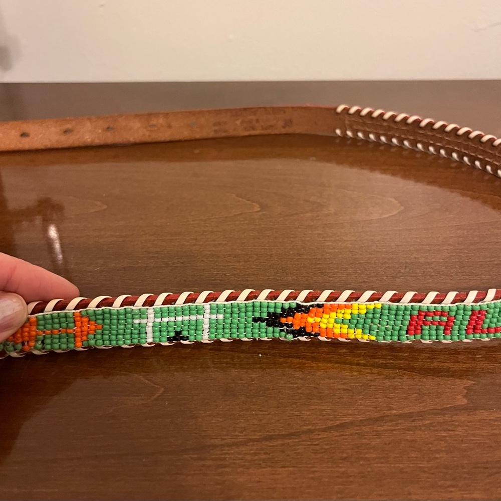 Vintage Alaska Leather Beaded Belt - Picture 6 of 9